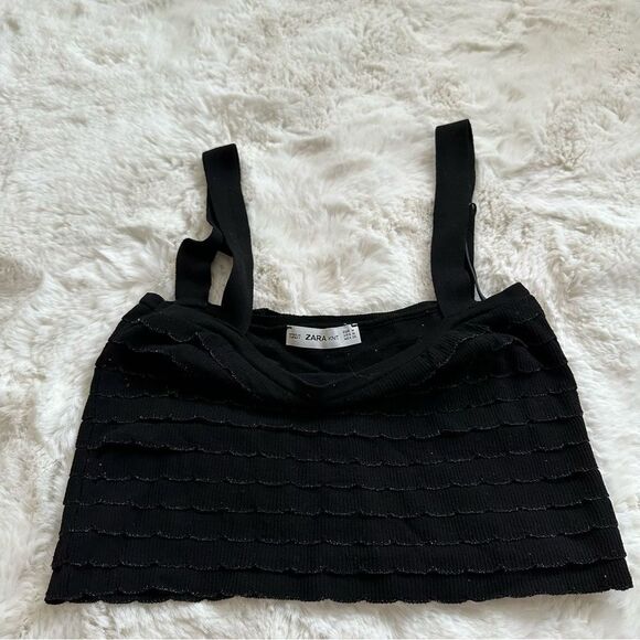 Zara black textured knit tank top - Picture 3 of 8